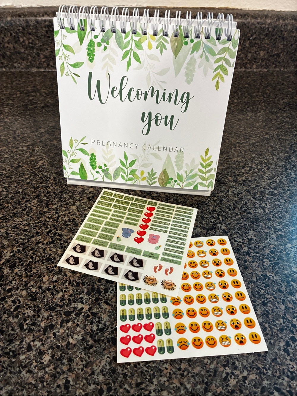 Source Unknown Welcoming You Pregnancy Calendar - Green and White